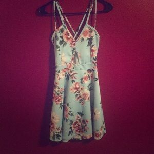 Light pink flowers and baby blue summer dress 👗